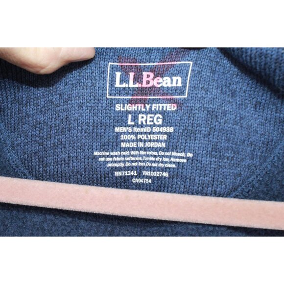 LL Bean Sweater Fleece Full Zip Jacket Smooth Rugged Bright Navy Size L - Picture 4 of 10
